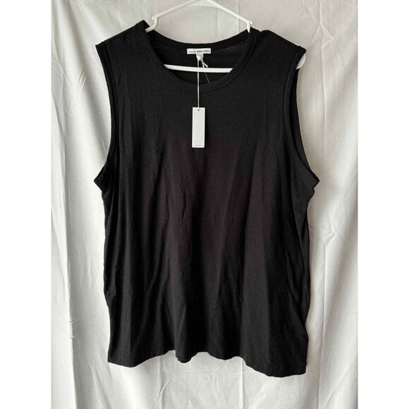 James Perse Sleeveless Black Sheer Muscle Tank Size 4 - Picture 1 of 2
